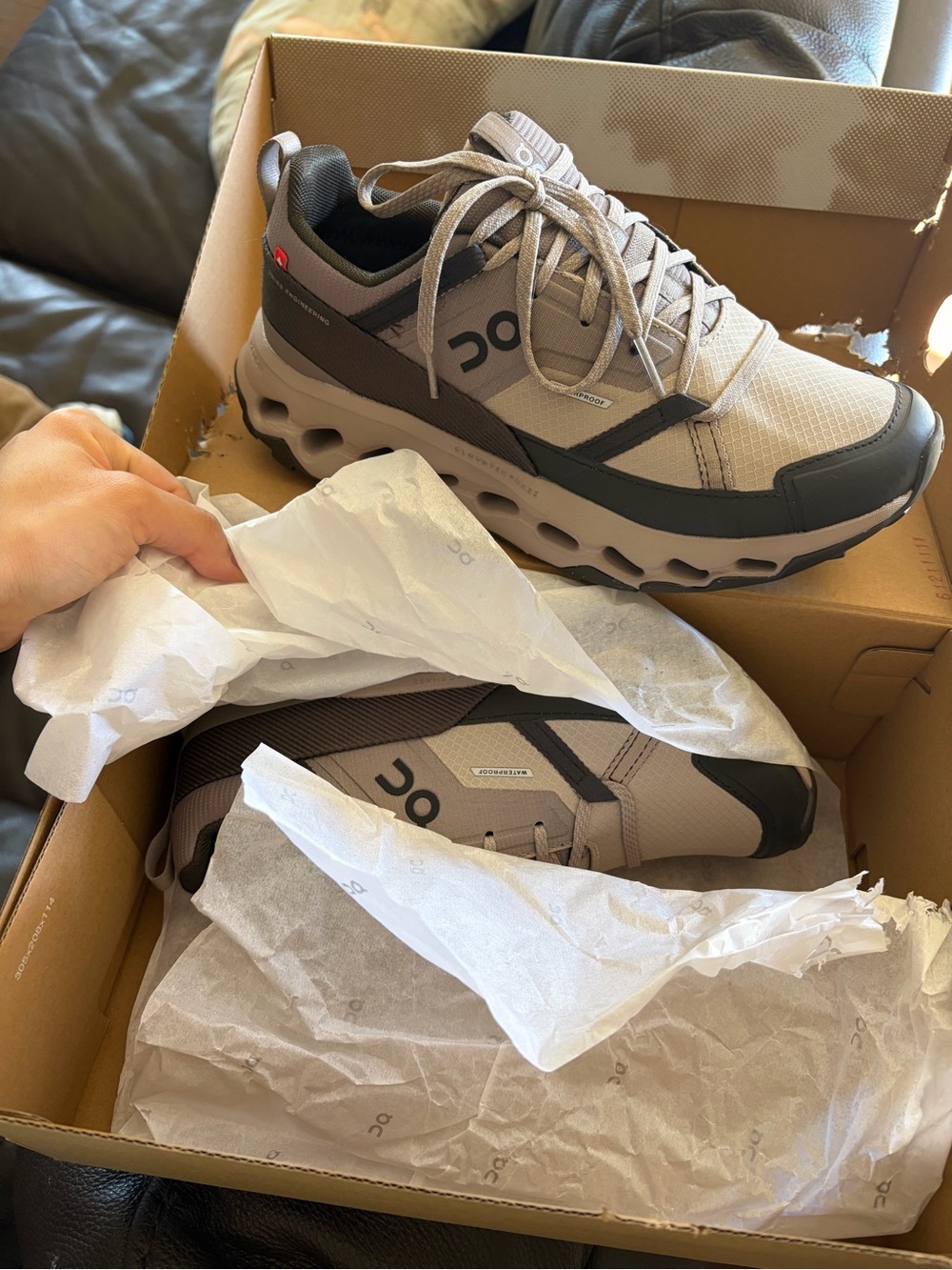 On Running Women's Cloudnova Sneakers — Taupe and Dark Gray